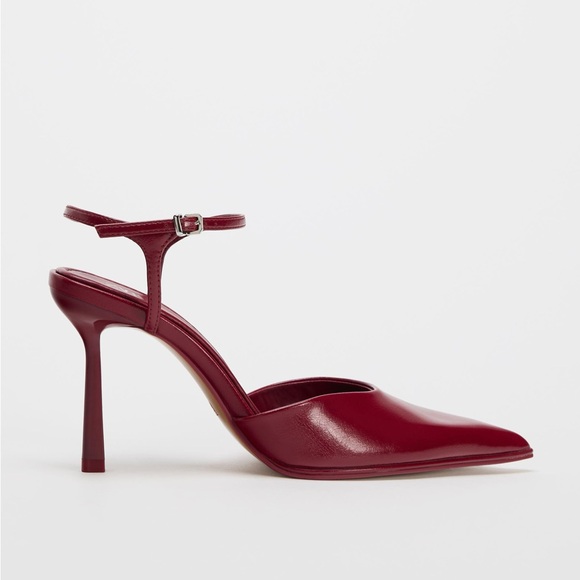 Zara Shoes - Zara Heeled Slingback Ankle Strap Shoes • Red • Size 39 / 8